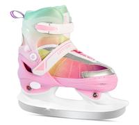 LEVYTEMP - Adjustable Ice Skates for Boys and Girls - Gradient Pink Youth Ice Skating Shoes - Small Size 5-8 Years - Ice Skates for Outdoor and
