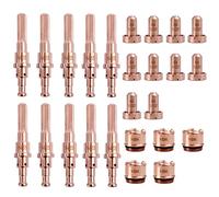 Lewan 10Pcs 9-8215 Plasma Cutter Electrode and 10Pcs 9-8207 Plasma Cutter Nozzle Tips and 5 Pcs 9-8244 Plasma Cutter Drag Shield Cup Fit for Plasma Cutting Torch Consumables