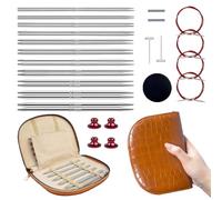 Lewhoo Circular Knitting Needles Set with Bag, 11 Pair Interchangeable Stainless Steel Circular Needle for Knitting with 4 Cables 2.0~5.0mm
