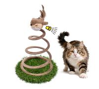 Léwind Chirping Bird Cat Toy with Stable Grass Base - Interactive Motion Activated Bird Sound Teaser for Indoor Cats, Fluttering Feather Kitten Toy