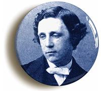LEWIS CARROLL BADGE BUTTON PIN (Size is 1inch/25mm diameter) ALICE IN WONDERLAND