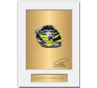 Lewis Hamilton 2024 Helmet Signed Photo Display Mount A4 Poster for Racing Fans