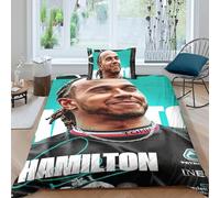 Lewis Hamilton 3D Duvet Cover with Pillowcases Bedding Set with Zipper Soft Comfortable Microfiber Quilt Cover Single（135x200cm）