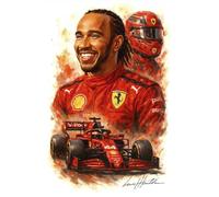 Lewis Hamilton Autographed Splash Art Watercolour Print. Formula One. (A3 PRINT ONLY)