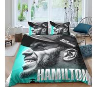 Lewis Hamilton Duvet Cover Set 3D F1 Racing Kids Bedding Set Ultra Soft Microfiber Polyester Comforter Cover Quilt Cover with Zipper Closure Double(200x200cm)