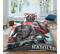 Lewis Hamilton Duvet Cover Set, 3D Printed F1 Racing Bedding Quilt Set, Soft Microfiber Easy Care Bedding Set, Suitable For Girls Or Children's Comforter Cover Set Single(135x200cm)