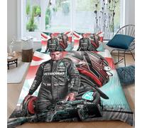 Lewis Hamilton Duvet Cover Set F1 Racing Bedding Set for Kids Boys Girls 3D Printed Comforter Cover Microfiber Quilt Cover Bedroom Collection Double（200x200cm）