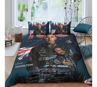 Lewis Hamilton Duvet Cover Set F1 Racing Bedding Set for Kids Boys Girls 3D Printed Comforter Cover Microfiber Quilt Cover Bedroom Collection Double(200x200cm)