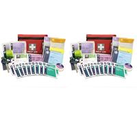 Lewis-Plast Premium 92 Piece First Aid Kit - Safety Essentials for Travel, Car, Home, Camping, Work, Hiking & Holiday Red, Small (Pack of 2)