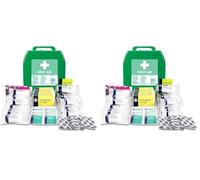 Lewis-Plast Premium Large 21-50 Persons First Aid Kit Box, Complete with Integrated Carry Handle and Wall Mounting System, Ideal for Home, Office and Sports, Green (Pack of 2)