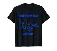 Lewis Smith Lake Alabama USA Map Value Graphic T-Shirt, Men, Black, S