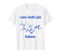 Lewis Smith Lake Alabama USA Map Value Graphic T-Shirt, Men, White, L