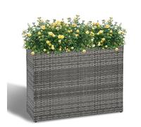 LEWIS&WAYNE Large Rectangular Block Planter Box Handmade Wicker Tall Planters for Outdoor Plants with Removable Liners Modern Planter for Indoor Outdoor Patio Deck - Gray, 38''x11''x30''