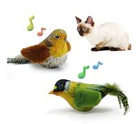 LEWISER Cat Toys Chirping Tit 2 Pcs with Catnip SilverVine, Suitable for Cat Wand Toys, Simulation Bird Design, Interactive Toys for Indoor Kitty Kitten Exercise, Green and Ground