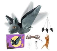 LEWISER Cat Toys, Flapping Wings Cute Bat, No Flying, Chirping Bird Interactive Catnip Toy for Kitten or Small Dogs, Touch Activated, Rechargeable