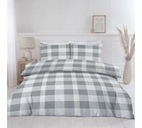 Lewis's Delilah Gingham Duvet Set - Grey - Single | TJ Hughes