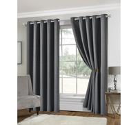 Lewis's Eclipse Blackout Eyelet Curtains - Grey - Width 46" x Drop 72" (117 x 183cm) | TJ Hughes