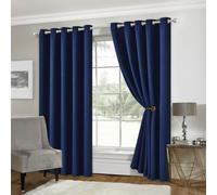 Lewis's Eclipse Soft Touch Blackout Eyelet Curtains - Navy - 117cm (46") X 183cm (72") | TJ Hughes Black