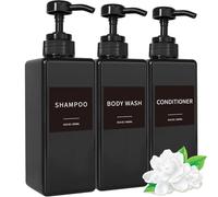 Lewistin Shampoo and Conditioner Dispenser, Polyethylene Terephthalate Glycol (PETG), Black