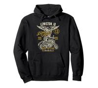 Lewiston Idaho USA Retro Distressed Style Motorcycle Design Pullover Hoodie