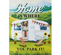 Lewistons-Of-London Caravan Motorhome Home is where Park it Quote Vintage Retro Man Cave Bar Pub Shed Novelty Gift Tin Wall Décor Metal Sign