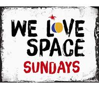 Lewistons-Of-London Space Sundays Nightclub Disco Ibiza Dance Party Music Vintage Retro Man Cave Bar Pub Shed Novelty Gift Tin Wall Décor Metal Sign
