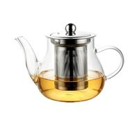 LEWKOO Glass Teapot 400ml Borosilicate Glass No Drip Spout Stainless Still | Easy to clean and free of lingering flavours, Dishwasher safe and radiant hob safe, Suitable for loose leaf or herbal tea