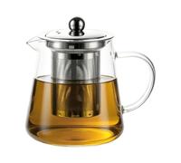 LEWKOO Glass Teapot with Infuser 450ml Borosilicate Glass Open Fire Safe Small Tea Pot with Stainless Still Strainer for Loose Leaf Fruit Tea Brewer