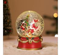 Lewondr Christmas Snow Globe, Santa Claus Lighted Snow Globe, Red | Music & Lights, Timer & Battery Powered, Xmas Water Globe, Snow Lantern Christmas Decoration for Home Bedroom Fireplace