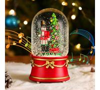 Lewondr Christmas Snow Globe with Music and Light, Nutcracker and Christmas Tree Electric Snow Globe with Swirling Snowflake & 8 Songs, Battery & USB Powered Water Globe, Home Xmas Decoration Gift