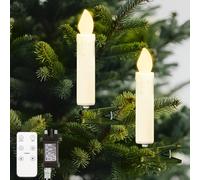 Lewondr Christmas Tree Candle Lights, 20 Pcs Flickering Clip on Flameless Candles with Remote Timer&4 Modes, Christmas Tree Candle Lights Holiday Ornaments for Xmas Trees Windows Party Wedding, White