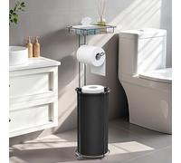Lewondr Free Standing Toilet Paper Holder, Black