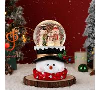 Lewondr Musical Christmas Snow Globe, Lighted Snowman Christmas Decorations, Swirling Glitters&8 Songs&Timer, Battery Operated Singing Snow Lantern for Home Decor Xmas Gift