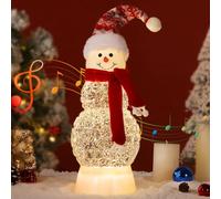 Lewondr Musical Christmas Snow Globe, Lighted Snowman Christmas Decorations with Scarf, Swirling Glitters&8 Songs&Timer, USB/Battery Operated Singing Christmas Snow Lantern for Home Decor Xmas Gift