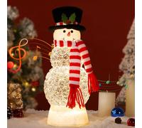 Lewondr Musical Snow Globe, Lighted Snowman Decorations with Scarf, Swirling Glitters & 8 Songs & Timer, USB/Battery Operated Singing Christmas Snow Lantern for Home Decor & Xmas Gift