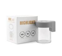 LEWOT Magnifying Viewing Jar with LED Light, Airtight Transparent Glass Storage Jars, Rechargeable LED Lit Lid Container (Grey)