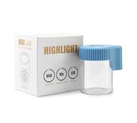 LEWOT Magnifying Viewing Jar with LED Light, Airtight Transparent Glass Storage Jars, Rechargeable LED Lit Lid Container (Blue)