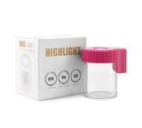 LEWOT Magnifying Viewing Jar with LED Light, Airtight Transparent Glass Storage Jars, Rechargeable LED Lit Lid Container (Pink)