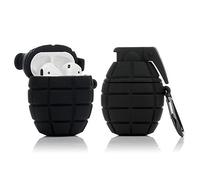 LEWOTE Airpods Silicone Case Funny Cover Compatible for Apple Airpods 1&2[Cool Play Series] (Black Grenade)