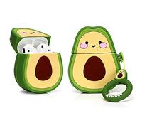 LEWOTE Airpods Silicone Case Funny Cover Compatible for Apple Airpods 1&2[Fruit & Food Series] (Smile Avocado)