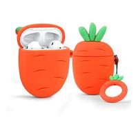 LEWOTE Airpods Silicone Case Funny Cute Cover Compatible for Apple Airpods 1&2[Fruit and Vegetable Series][Best Gift for Girls&boys or Couples] (Carrot)