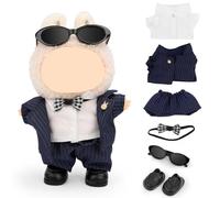 LEWOTE Clothes Set Compatible for Labubu Doll, Hat Suit Ornaments Accessories Set for 17cm/6.7inch Doll (Gentleman's Suit/Oval Sunglasses/Leather Boots)