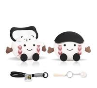 LEWOTE Compatible with Apple Airpods 4 Case Protective Funny 3D Cute Cartoon Cover with Keychain[Sport Series] (Black Caps)
