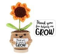 Lewrtcin Thank You Gift for Women,Thank You for Helping Me Grow, Emotional Support Gift, Good Luck Gifts for Self-Love Cute Stuff, Cute Crochet Sunflower for Graduation, Christmas Appreciation Gifts
