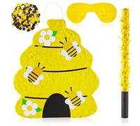 Lewtemi 14" x 2.9" x 12.2" Mexican Piñata Party Decorations with Stick Blindfold and Confetti, Suitable for Party Decorations Centerpiece, Photo Prop, Birthday, Funny Anniversary Gift Ideas(Honeycomb)
