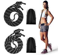 Lewtemi 2 Pcs Flow Exercise Rope for Fitness Double Braid Workout Rope with Cloth Bag Adjustable Length Jump for Working out Men Women Gym Training Indoor Outdoor, 9 ft (Black and Silver,320g+550g)
