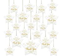 Lewtemi 20 Pcs Christmas Thank You Gifts Star Shaped Inspirational Hanging Ceramic Ornament Volunteer Appreciation Gifts Decorative Hanging Sign for Employees Coworker Leaving Farewell Graduation