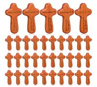 Lewtemi 30 Pcs Small Wood Handheld Crosses Bulk 2.5in Pocket Bible Verse Prayer Cross Engraved Scripture Christian Religious Inspirational Gift for Sunday Easter Church Jesus(Brown)