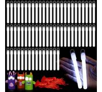 Lewtemi 50 Pack 4" or 6" Bright Glow Sticks Bulk, Glow in the Dark Party Supplies Birthday and Holidays (4 Inch,White)