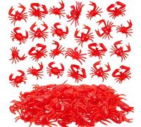 Lewtemi 50 Pcs Mini Red Crab/Crawfish Toy Soft TPR Rubber Fake Crab Models Lifelike Crawfish Decorations for Early Education Teaching Aids, Food Models, Pendants, Party Shooting Props